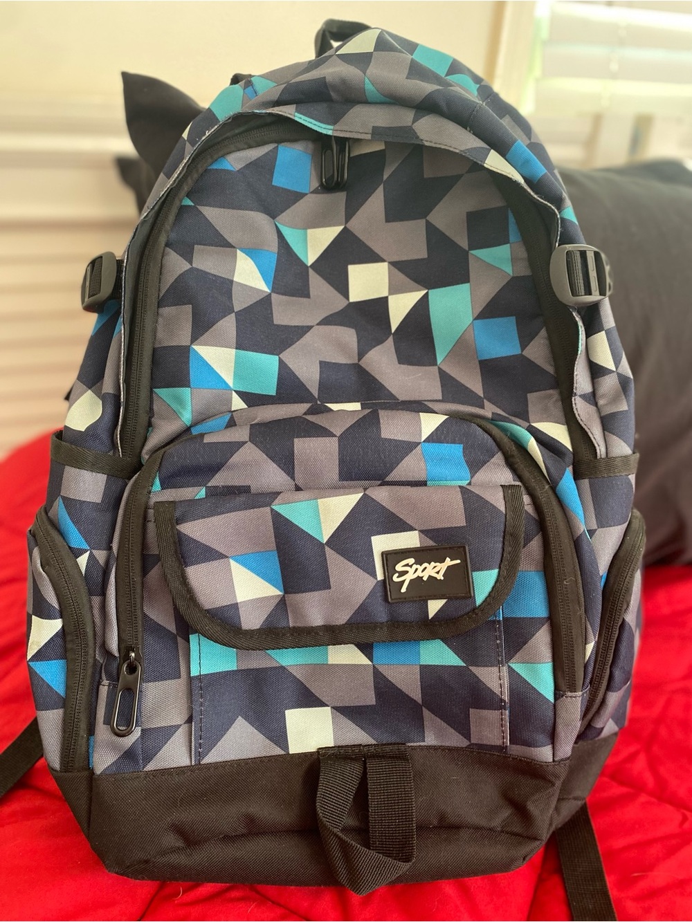 Geometric Blue & Gray Men's Backpack - Sporto